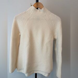 Talbots Pure Cashmere Ribbed Mock Neck Sweater – Cream – Size L